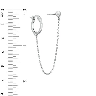 ​​​​​​​Sterling Silver Ball and Hoop Cable Chain Double Earring