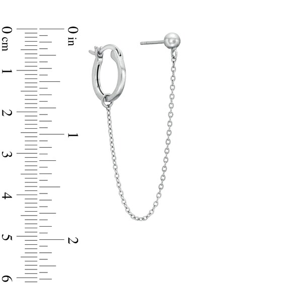 ​​​​​​​Sterling Silver Ball and Hoop Cable Chain Double Earring