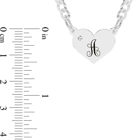 Sterling Silver Birthstone Heart Initial Curb Chain