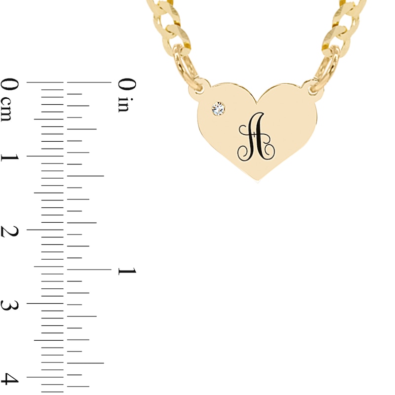 14K Gold Plate Birthstone Heart Initial Curb Chain