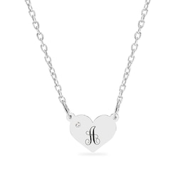 Sterling Silver Birthstone Heart Initial Cable Chain