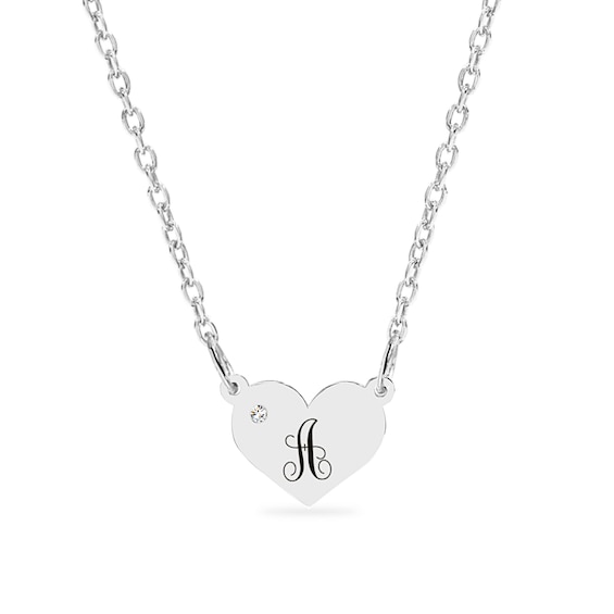Sterling Silver Birthstone Heart Initial Cable Chain