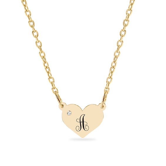 14K Gold Plate Birthstone Heart Initial Cable Chain