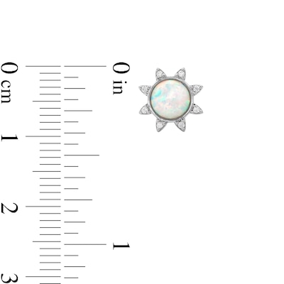 Sterling Silver Synthetic Opal and CZ Sun Studs