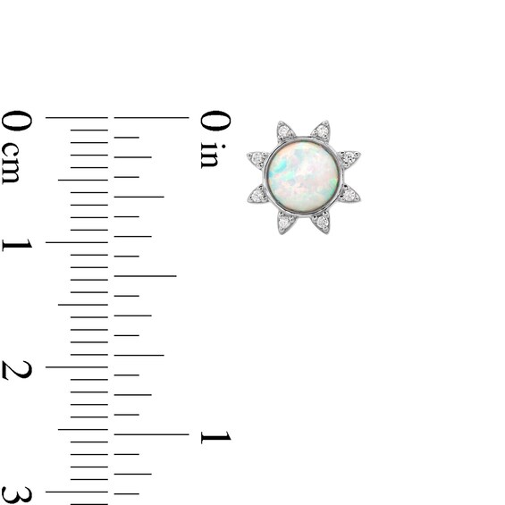 Sterling Silver Synthetic Opal and CZ Sun Studs
