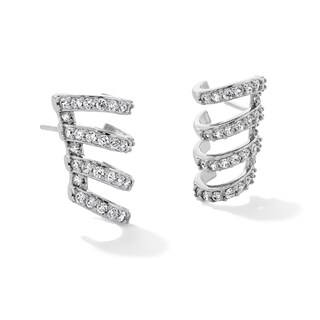 ​​​​​​​Sterling Silver CZ Four Row Crawler Earrings