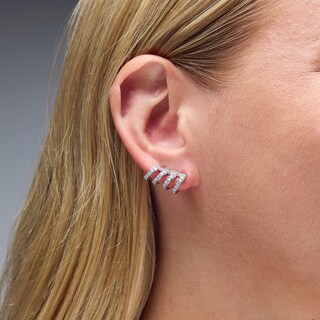 ​​​​​​​Sterling Silver CZ Four Row Crawler Earrings