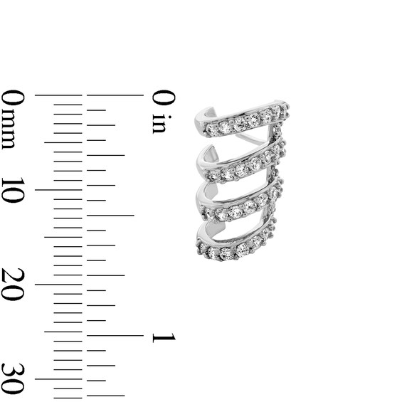 ​​​​​​​Sterling Silver CZ Four Row Crawler Earrings