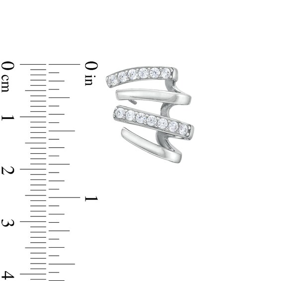 ​​​​​​​Sterling Silver CZ Four Row Crawler Studs