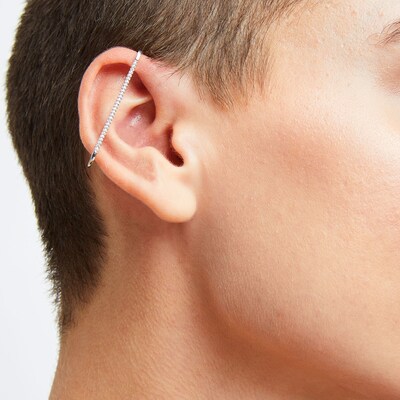Sterling Silver CZ Pavé Single Ear Clip