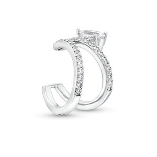 ​​​​​​​Sterling Silver CZ Round and Pear Ear Cuff