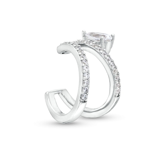 Sterling Silver CZ Round and Pear Ear Cuff