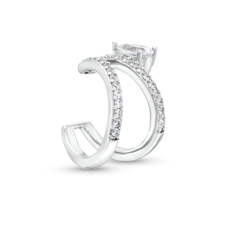 Sterling Silver CZ Round and Pear Ear Cuff