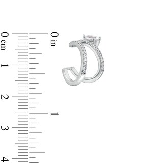 ​​​​​​​Sterling Silver CZ Round and Pear Ear Cuff