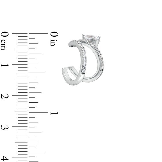 ​​​​​​​Sterling Silver CZ Round and Pear Ear Cuff
