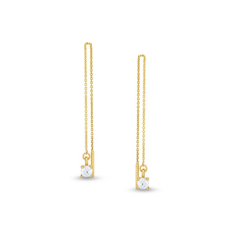 ​​​​​​​10K Gold CZ Threader Earrings