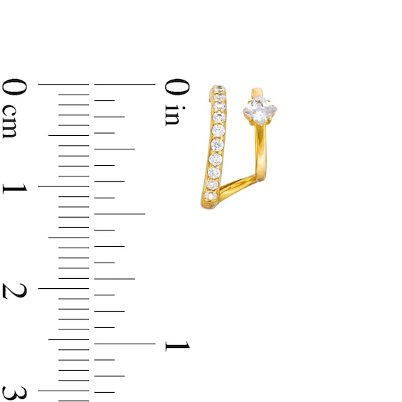 10K Gold CZ Double Hoops
