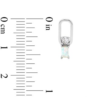 Sterling Silver Simulated Opal and CZ Oval Link Studs