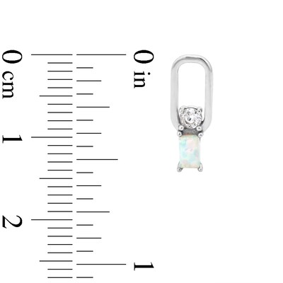 Sterling Silver Simulated Opal and CZ Oval Link Studs