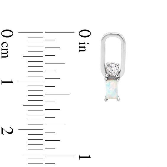 Sterling Silver Simulated Opal and CZ Oval Link Studs