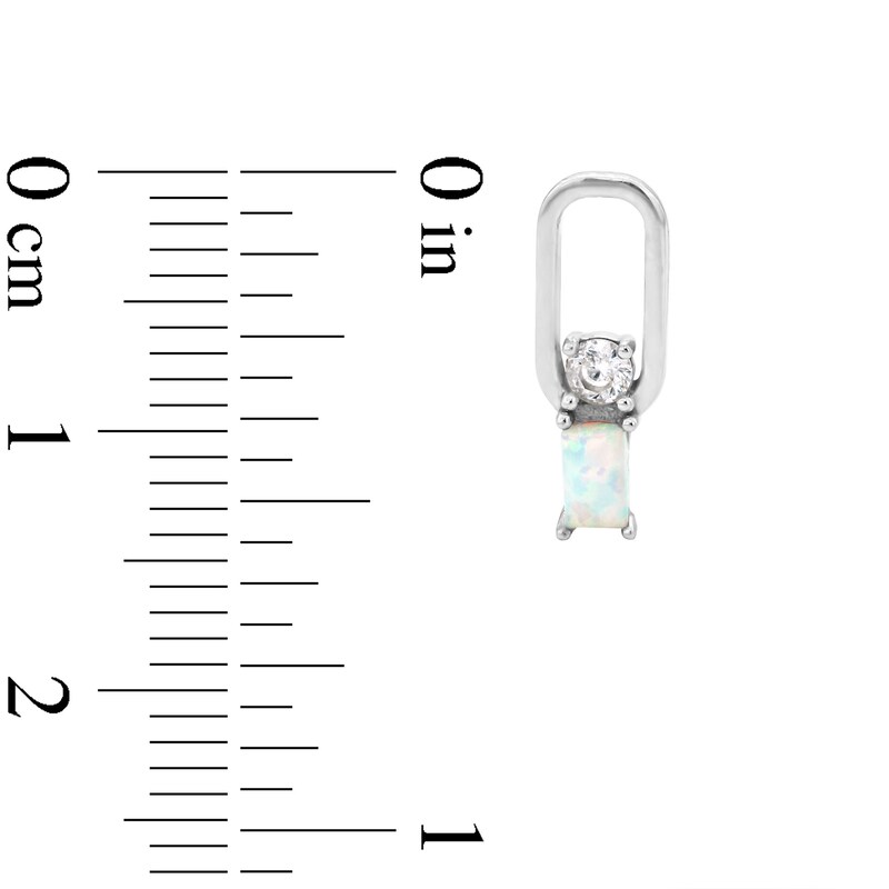 Main Image 3 of Sterling Silver Simulated Opal and CZ Oval Link Studs