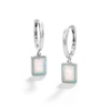 Thumbnail Image 0 of Sterling Silver Simulated Opal Rectangle Dangle Huggies