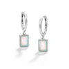 Thumbnail Image 1 of Sterling Silver Simulated Opal Rectangle Dangle Huggies