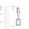 Thumbnail Image 2 of Sterling Silver Simulated Opal Rectangle Dangle Huggies