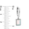 Thumbnail Image 3 of Sterling Silver Simulated Opal Rectangle Dangle Huggies