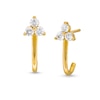 10K Gold CZ Three-Stone J Hoops