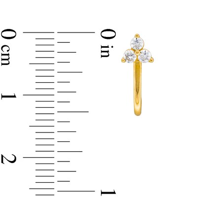 10K Gold CZ Three-Stone J Hoops