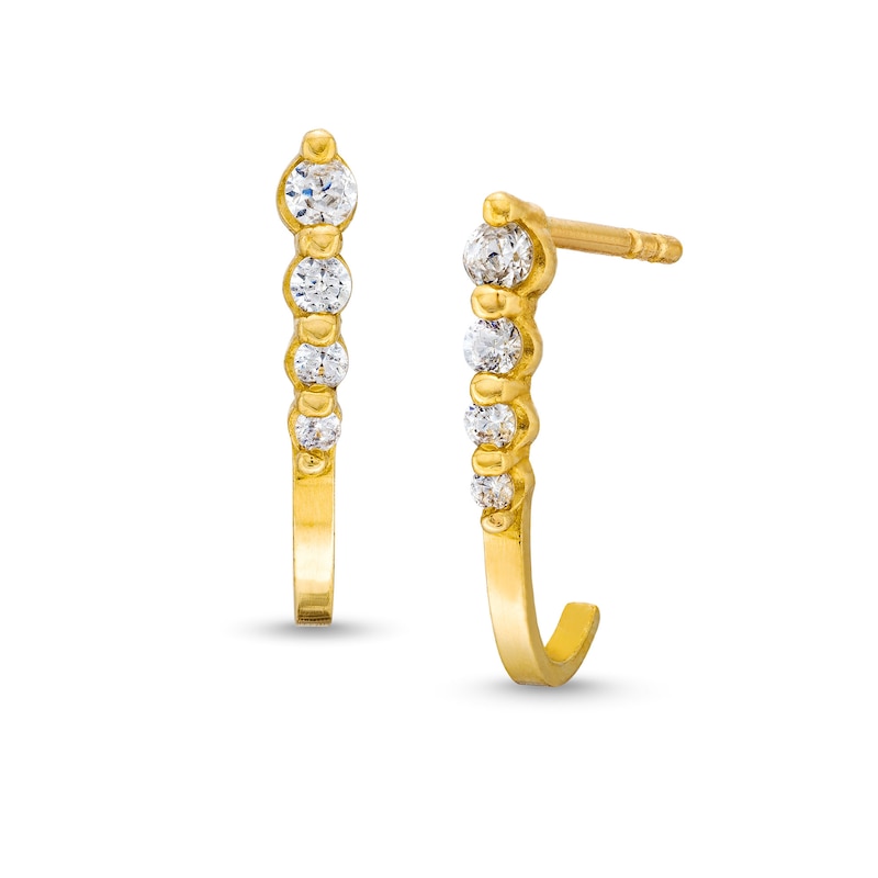 10K Gold Graduated CZ J Hoops