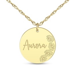 ​​​​​​​Birth Flower and Name Pendant Necklace