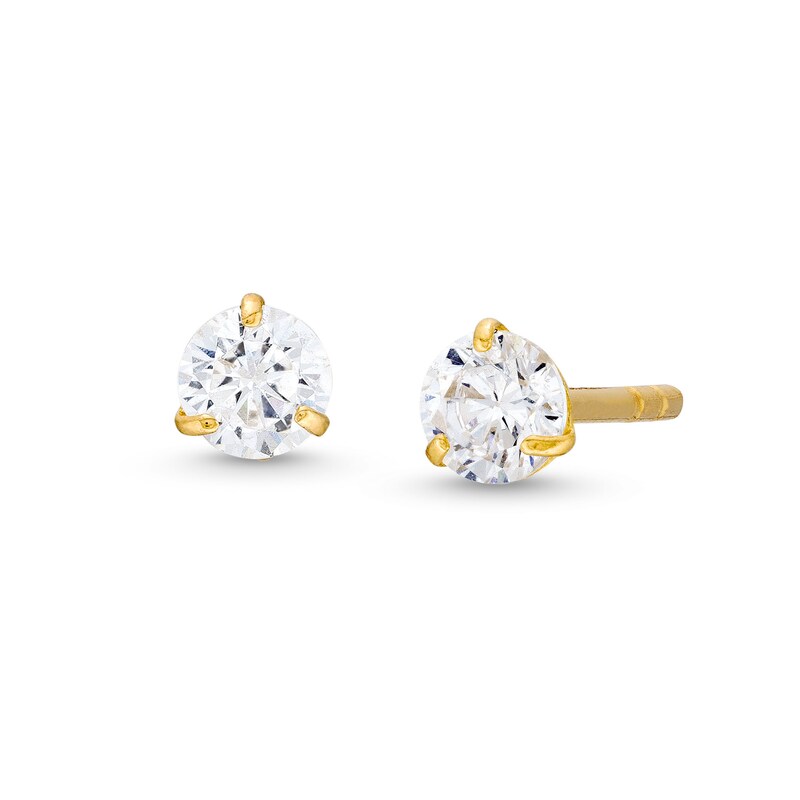 14K Solid Gold 3mm CZ Solitaire Martini Studs