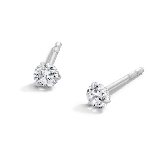 14K Solid White Gold 3mm CZ Solitaire Martini Studs