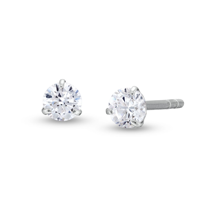 14K Solid White Gold 3mm CZ Solitaire Martini Studs