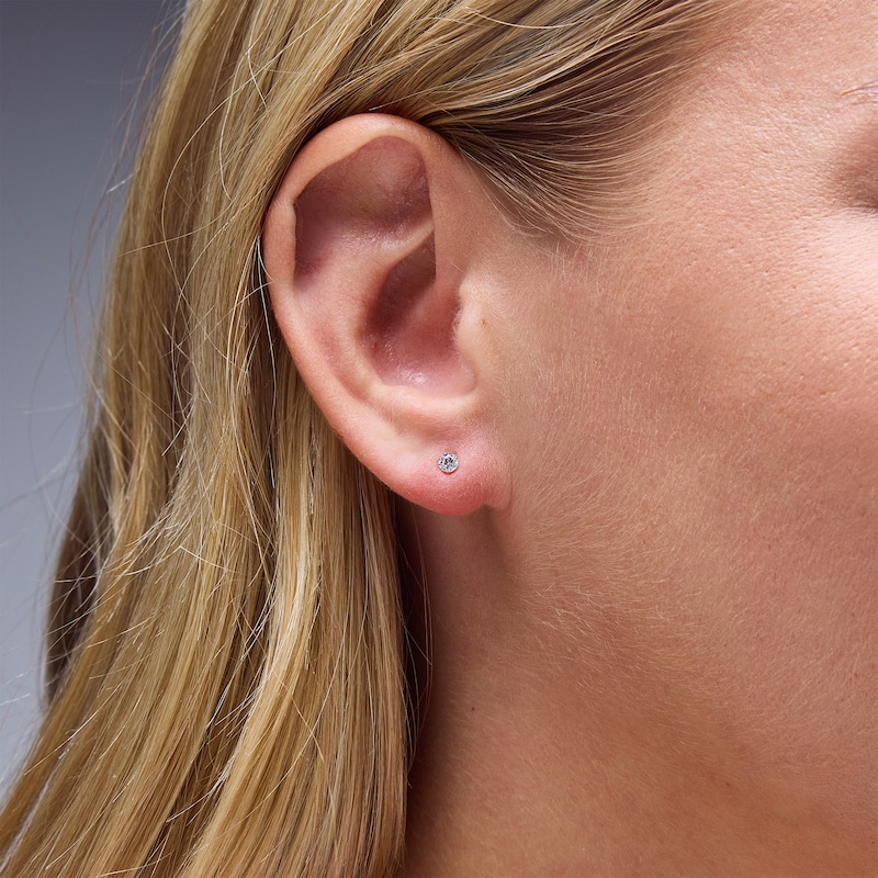 Main Image 2 of 14K Solid White Gold 3mm CZ Solitaire Martini Studs