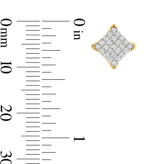 10K Solid Gold 1/10 CT. T.W. Diamond Square Studs