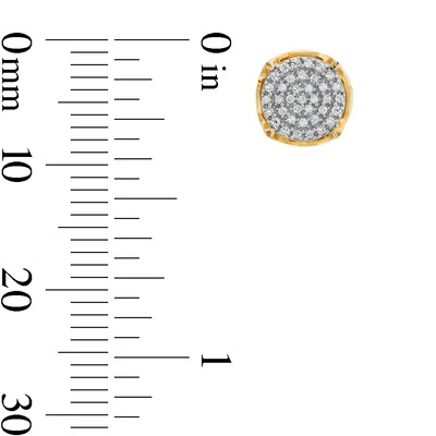 10K Solid Gold 1/6 CT. T.W. Diamond Cuban Chain Round Studs