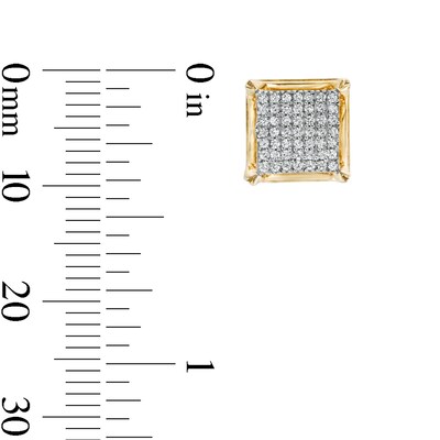 10K Solid Gold 1/4 CT. T.W. Diamond Large Cuban Chain Square Studs