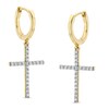 Thumbnail Image 1 of 10K Solid Gold 1/4 CT. T.W. Diamond Cross Dangle Huggies
