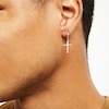 Thumbnail Image 2 of 10K Solid Gold 1/4 CT. T.W. Diamond Cross Dangle Huggies