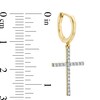 Thumbnail Image 3 of 10K Solid Gold 1/4 CT. T.W. Diamond Cross Dangle Huggies