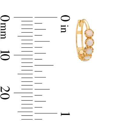 10K Solid Gold Simulated Opal Six Stone Huggies