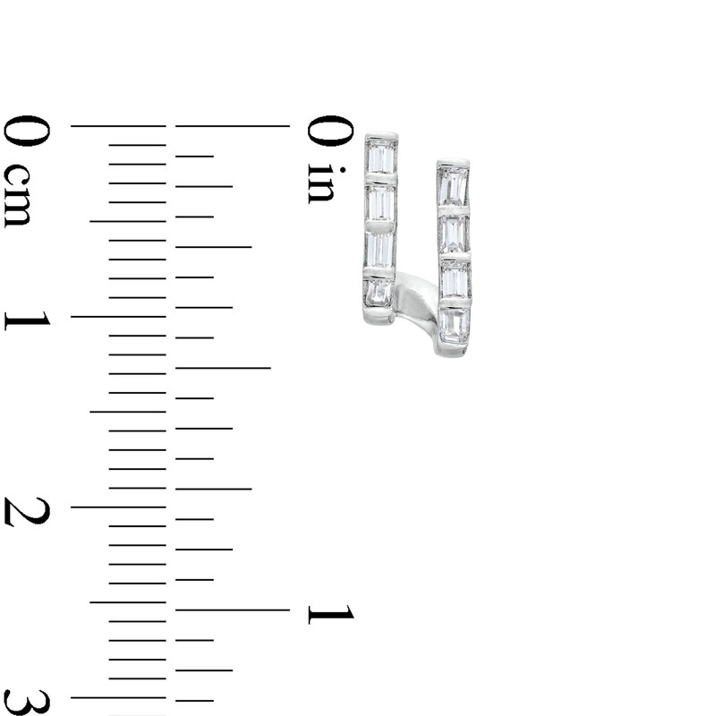 ​​​​​​​Sterling Silver CZ Baguette Double Row Earrings