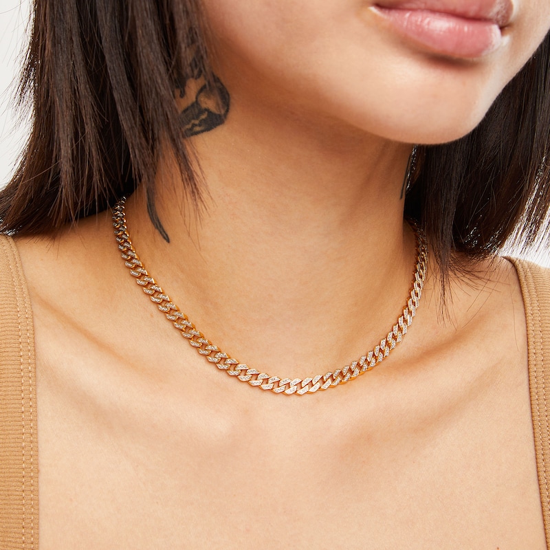 14K Gold Plated Diamond Accent Chunky Chain Choker