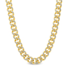 14K Gold Plated 1/20 CT. T.W. Diamond Chunky Link Chain Choker
