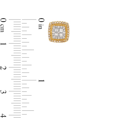 10K Solid Gold 1/2 CT. T.W. Diamond Halo Cushion Studs