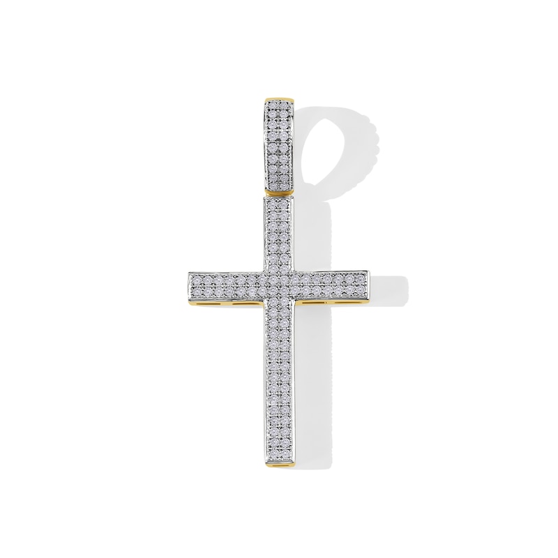 10K Solid Gold 1/4 CT. T.W. Diamond Pavé Cross Charm