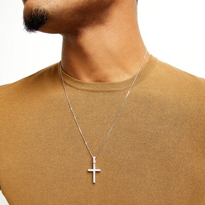 10K Solid Gold 1/4 CT. T.W. Diamond Pavé Cross Charm